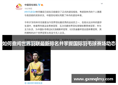 如何查阅世界羽联最新排名并掌握国际羽毛球赛场动态 如何查阅世界羽联最新排名并掌握国际羽毛球赛场动态